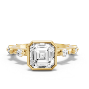 Image for Asscher Classic Bezel Ring with Floating Station band