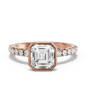 Image for Asscher Classic Bezel Ring with French Pave band