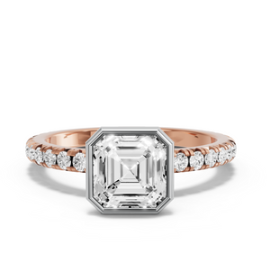 Image for Asscher Classic Bezel Ring with French Pave band