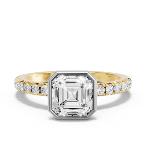 Image for Asscher Classic Bezel Ring with French Pave band
