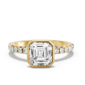 Image for Asscher Classic Bezel Ring with French Pave band