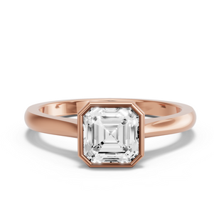 Image for Asscher Classic Bezel Ring with Knife Edge Cathedral band