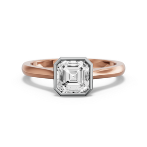 Image for Asscher Classic Bezel Ring with Knife Edge Cathedral band