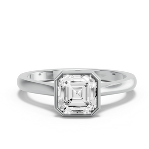 Image for Asscher Classic Bezel Ring with Knife Edge Cathedral band