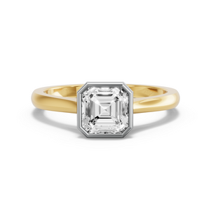 Image for Asscher Classic Bezel Ring with Knife Edge Cathedral band