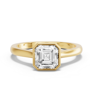 Image for Asscher Classic Bezel Ring with Knife Edge Cathedral band