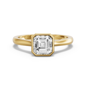 Image for Asscher Classic Bezel Ring with Knife Edge Cathedral band in 14K Yellow Gold