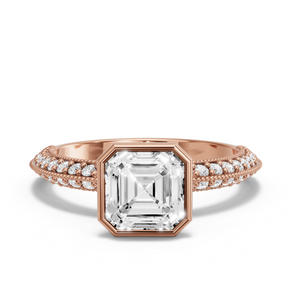 Image for Asscher Classic Bezel Ring with Knife Edge Pave band