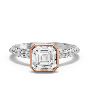 Image for Asscher Classic Bezel Ring with Knife Edge Pave band