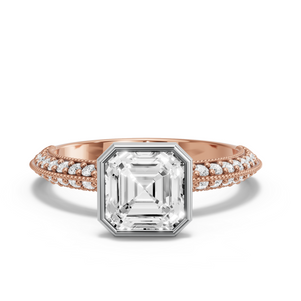 Image for Asscher Classic Bezel Ring with Knife Edge Pave band
