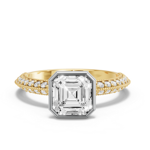 Image for Asscher Classic Bezel Ring with Knife Edge Pave band