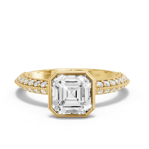 Image for Asscher Classic Bezel Ring with Knife Edge Pave band