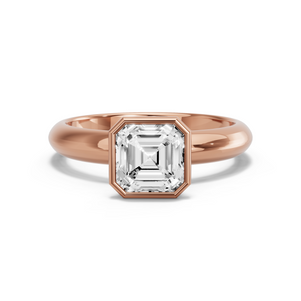 Image for Asscher Classic Bezel Ring with Knife Edge Solitaire band in 14K Rose Gold