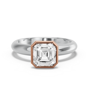 Image for Asscher Classic Bezel Ring with Knife Edge Solitaire band