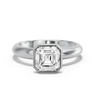 Image for Asscher Classic Bezel Ring with Knife Edge Solitaire band