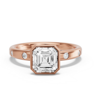 Image for Asscher Classic Bezel Ring with Sleek Accent band