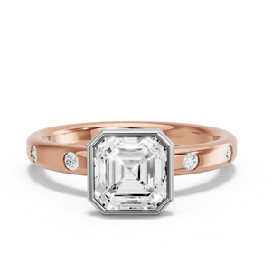 Image for Asscher Classic Bezel Ring with Sleek Accent band