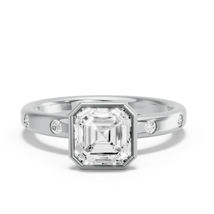 Image for Asscher Classic Bezel Ring with Sleek Accent band