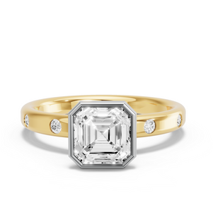 Image for Asscher Classic Bezel Ring with Sleek Accent band