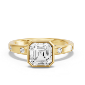 Image for Asscher Classic Bezel Ring with Sleek Accent band