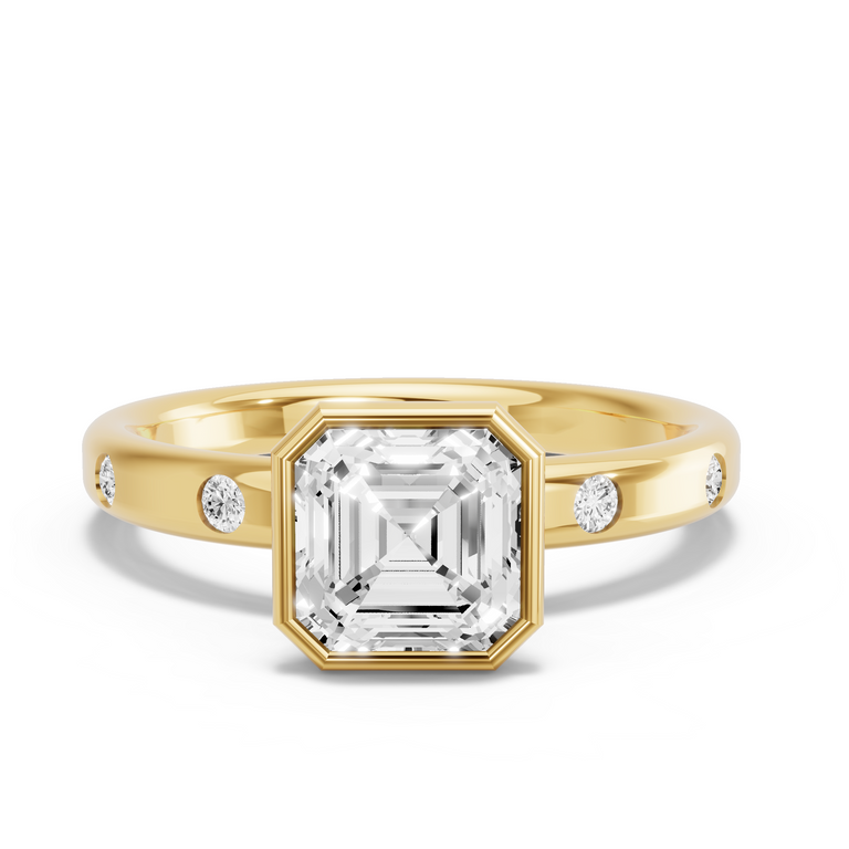 Image for Asscher Classic Bezel Ring with Sleek Accent band