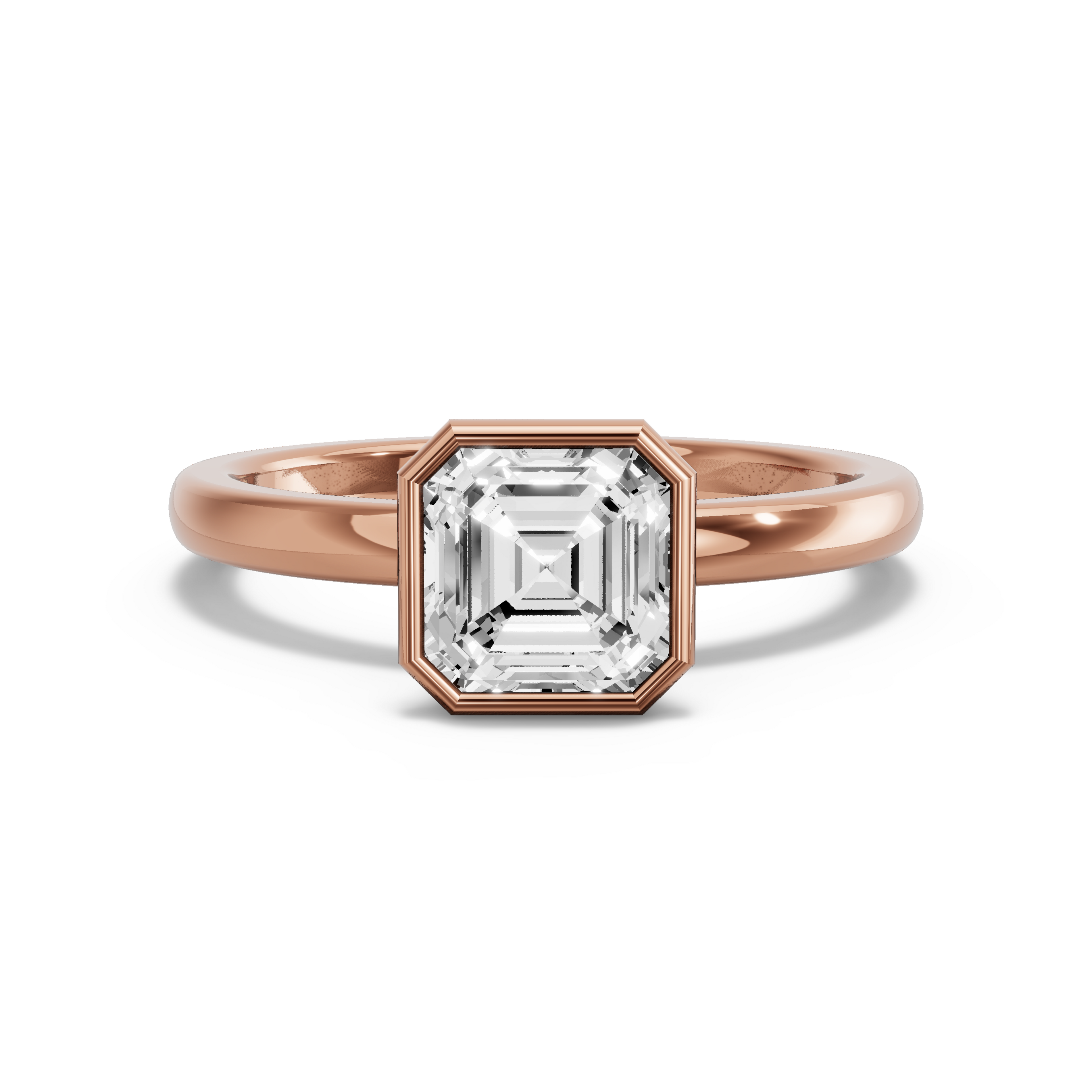 Image for Asscher Classic Bezel Ring with Solitaire band in 10K Yellow Gold
