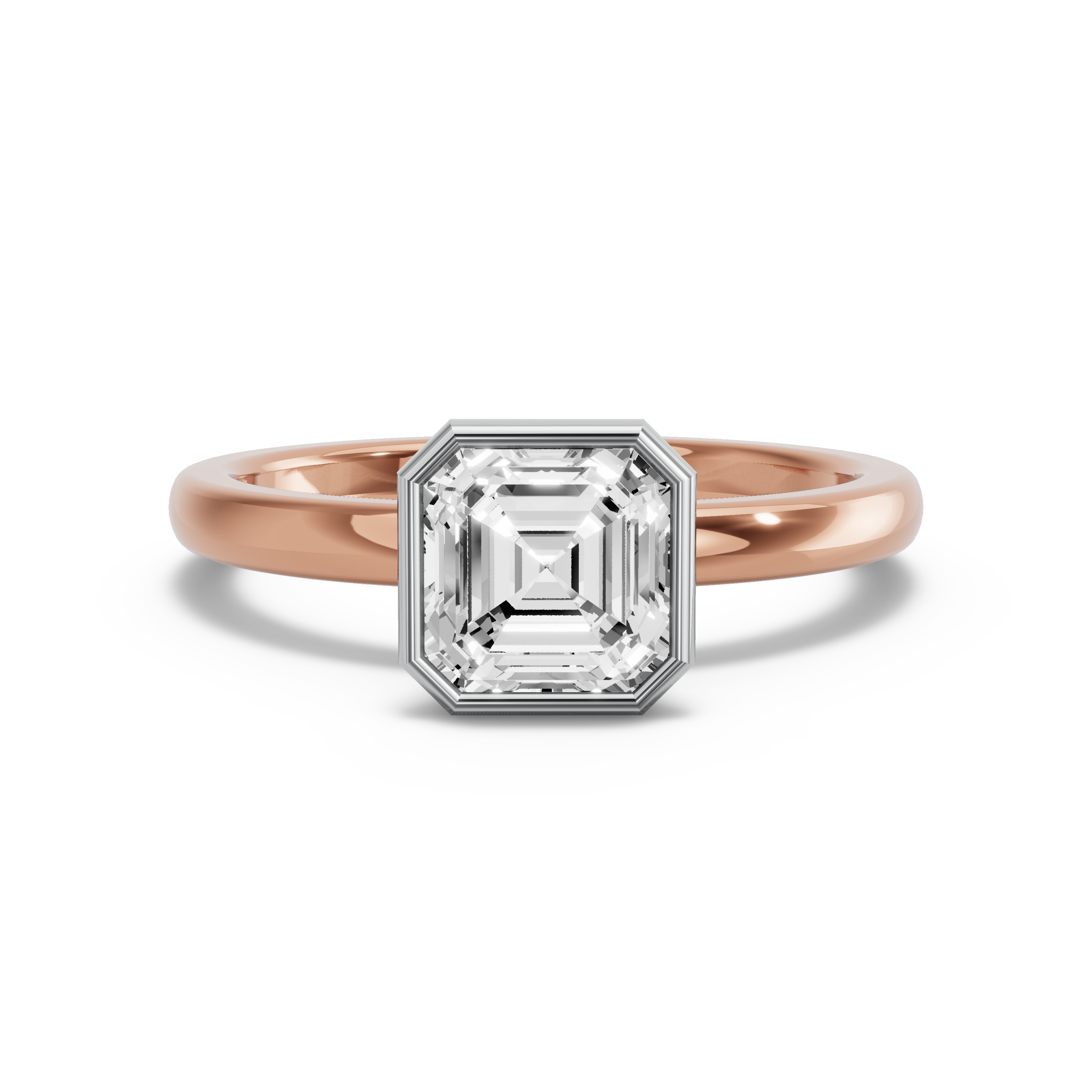 Image for Asscher Classic Bezel Ring with Solitaire band in 18K Two Tone Yellow Gold