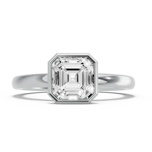 Image for Asscher Classic Bezel Ring with Solitaire band