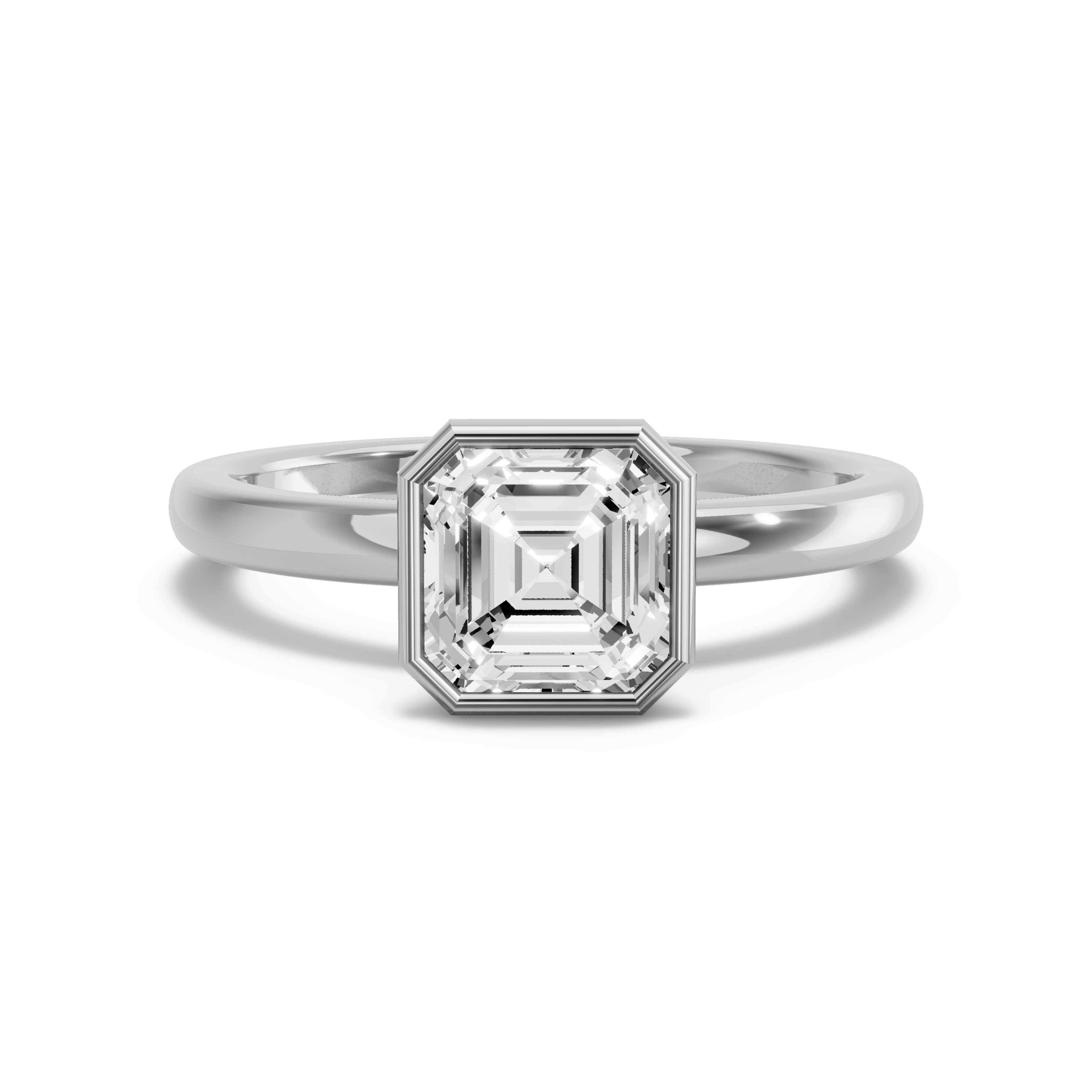 Image for Asscher Classic Bezel Ring with Solitaire band in 14K Two Tone Rose Gold