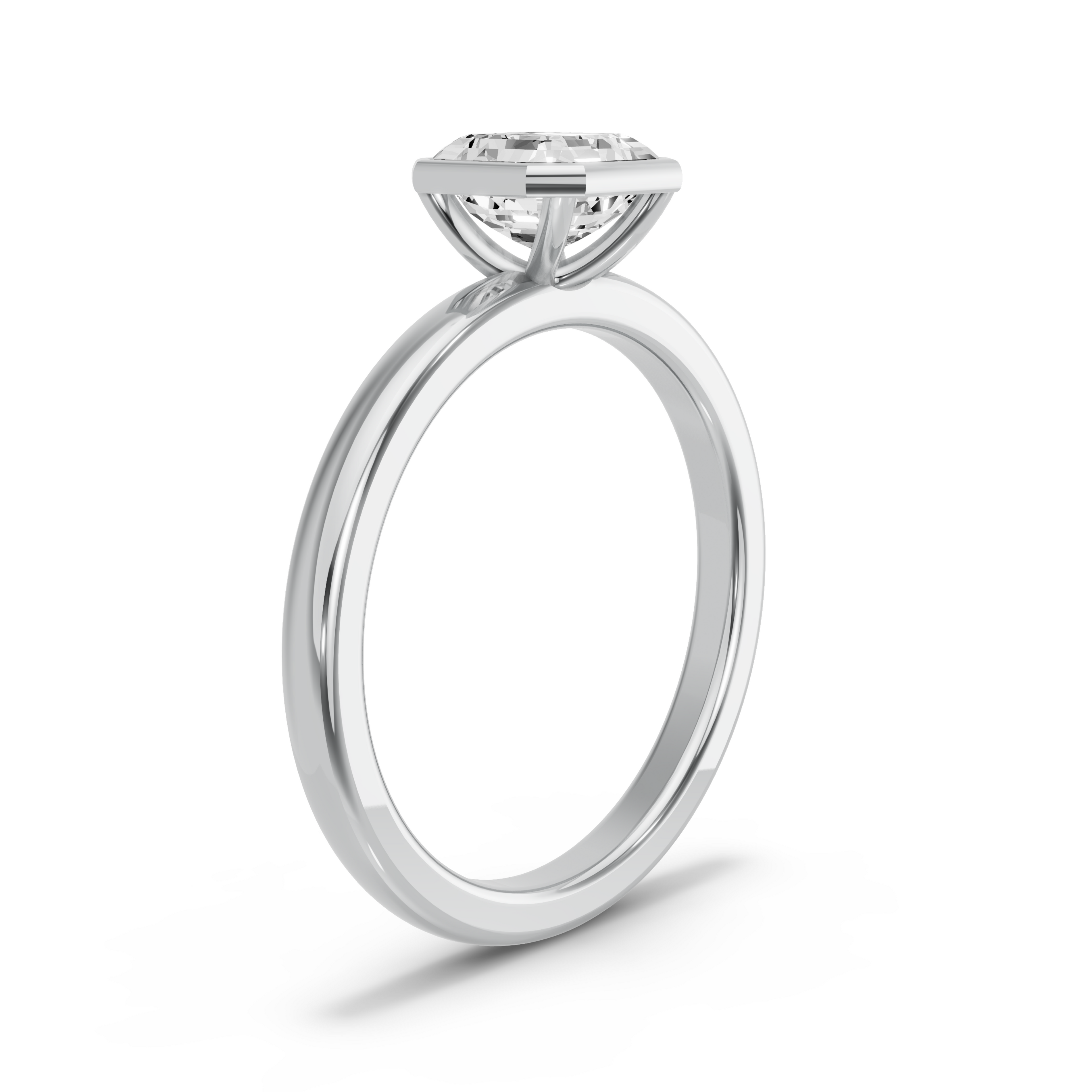 Image for Asscher Classic Bezel Ring with Solitaire band in 18K Two Tone Rose Gold