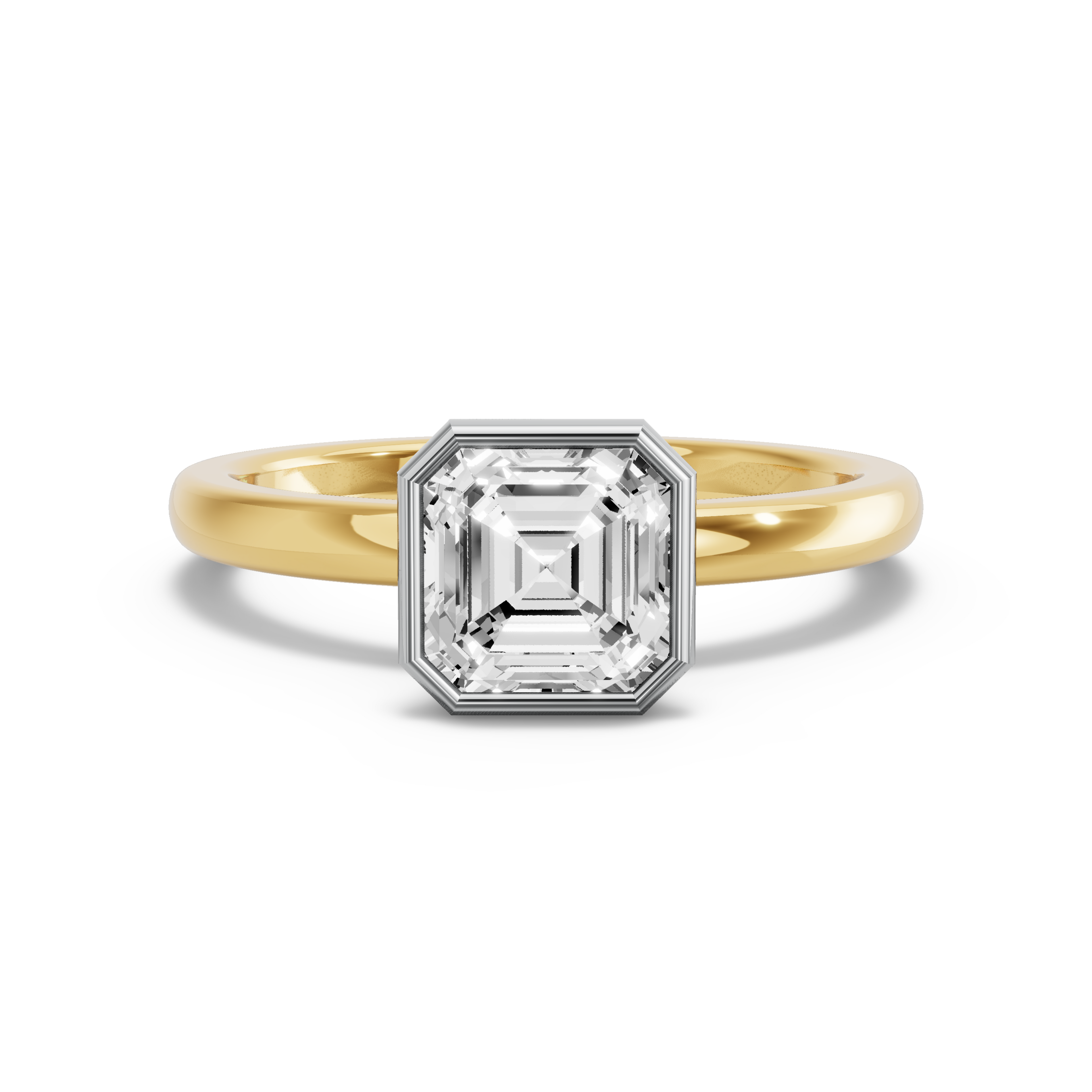 Image for Asscher Classic Bezel Ring with Solitaire band in 10K Rose Gold