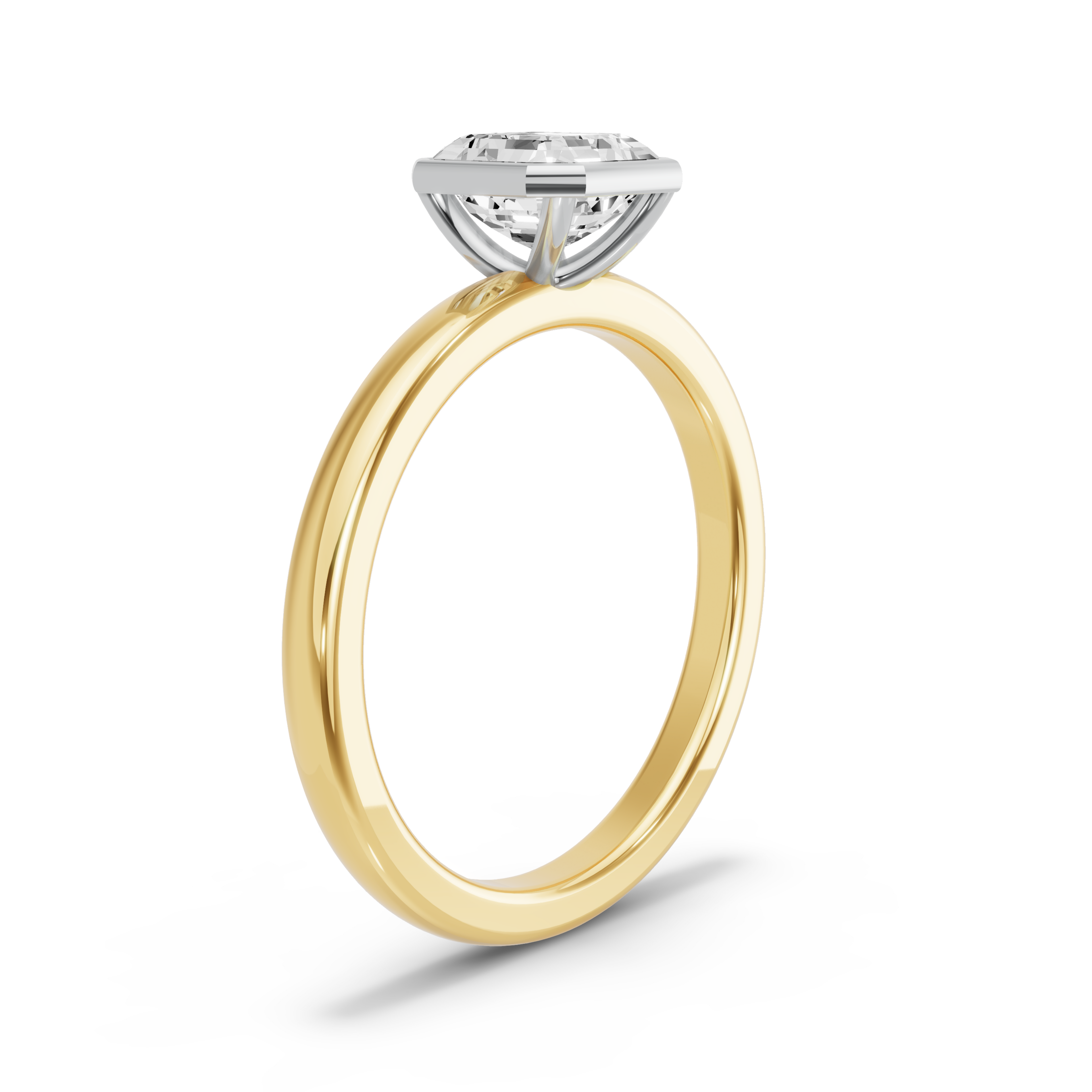 Image for Asscher Classic Bezel Ring with Solitaire band in 14K Rose Gold