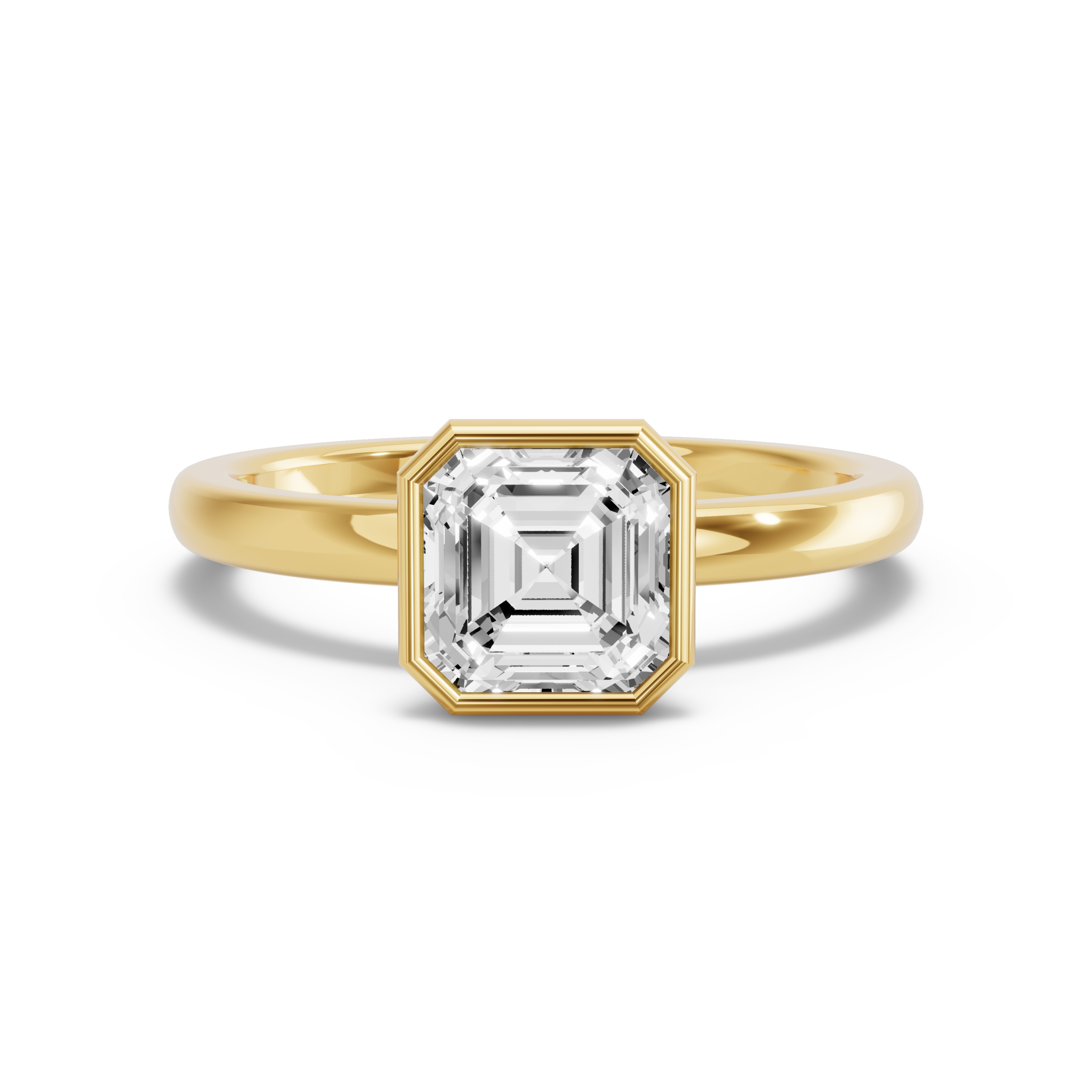 Image for Asscher Classic Bezel Ring with Solitaire band in 18K White Gold