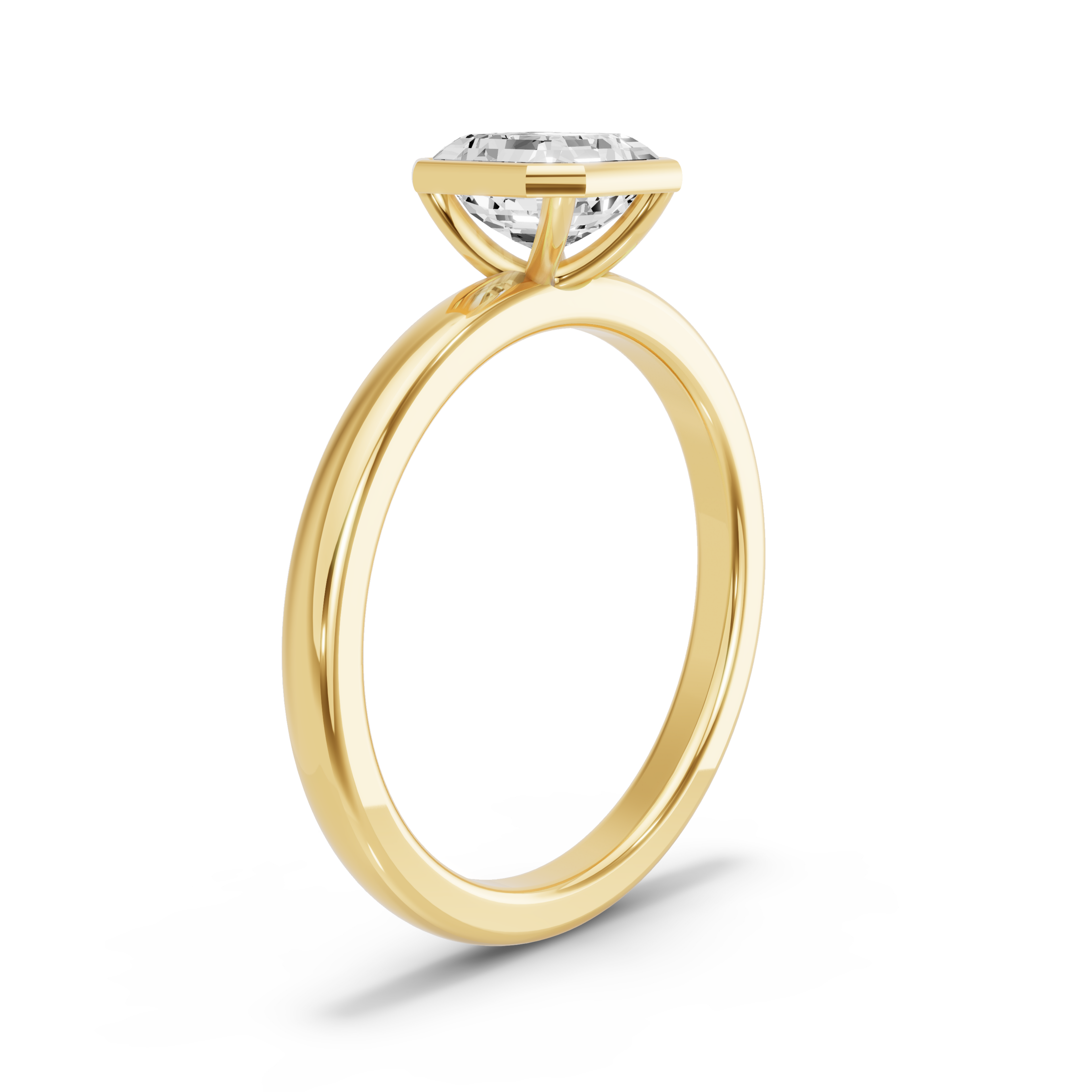 Image for Asscher Classic Bezel Ring with Solitaire band in 14K White Gold