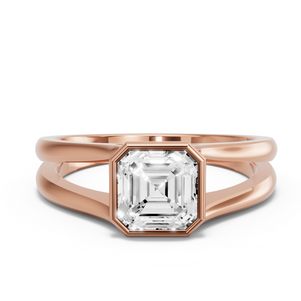 Image for Asscher Classic Bezel Ring with Split Ring Solitaire band