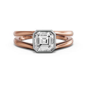 Image for Asscher Classic Bezel Ring with Split Ring Solitaire band