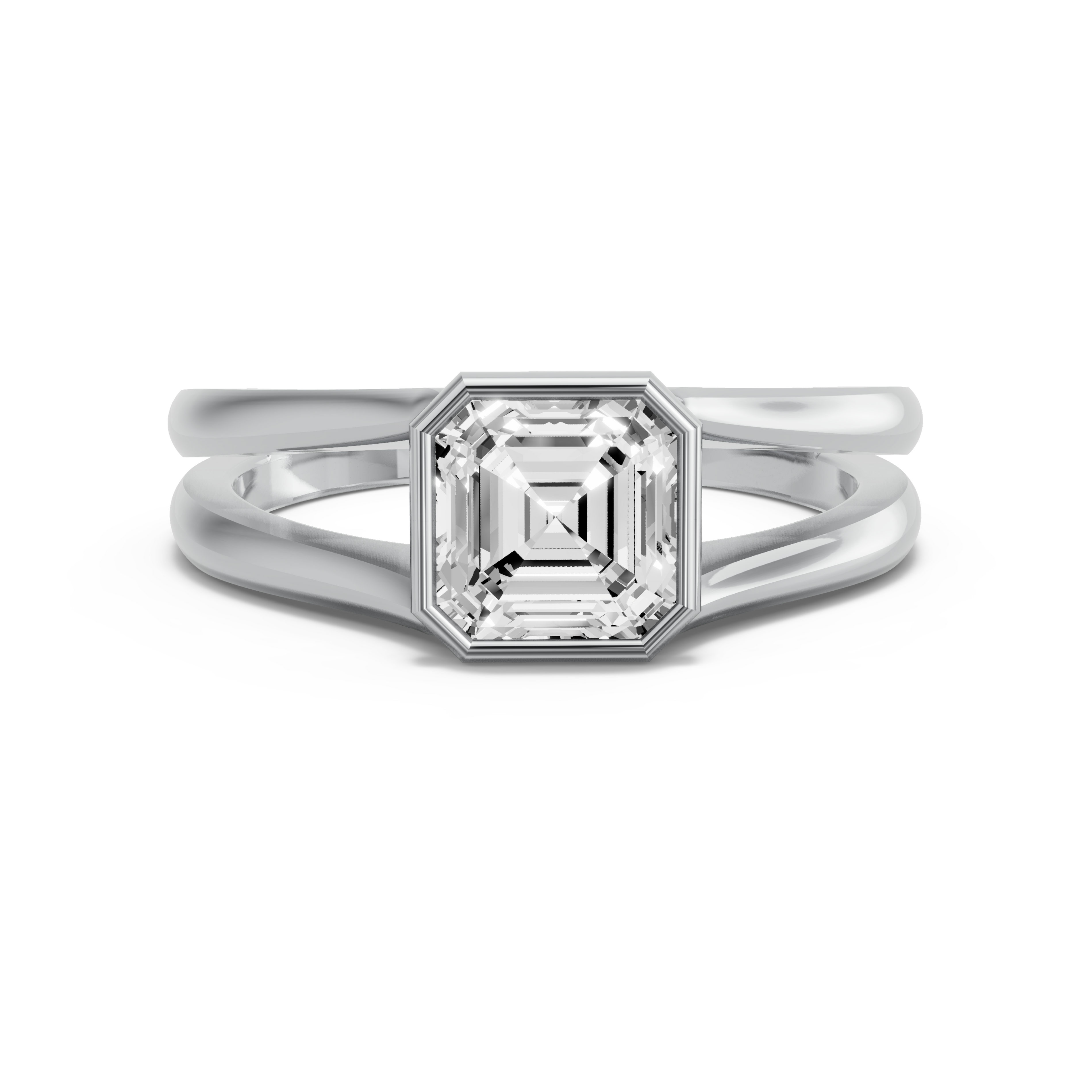 Image for Asscher Classic Bezel Ring with Split Ring Solitaire band in 10K Two Tone Rose Gold