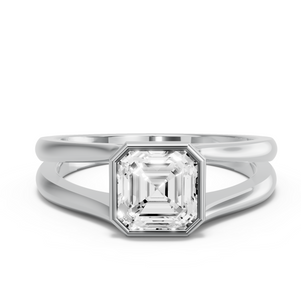 Image for Asscher Classic Bezel Ring with Split Ring Solitaire band