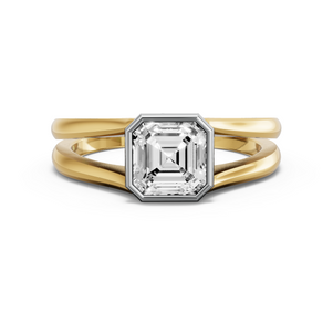 Image for Asscher Classic Bezel Ring with Split Ring Solitaire band