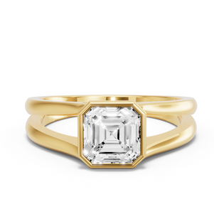 Image for Asscher Classic Bezel Ring with Split Ring Solitaire band