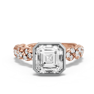 Image for Asscher Classic Bezel Ring with Twist Pave band