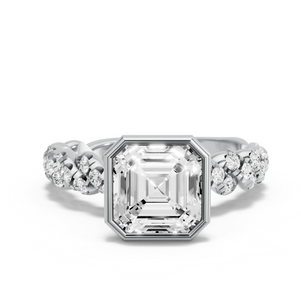 Image for Asscher Classic Bezel Ring with Twist Pave band