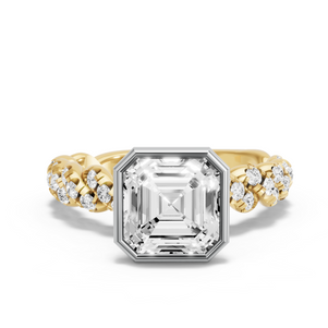 Image for Asscher Classic Bezel Ring with Twist Pave band