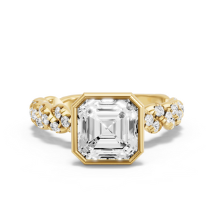 Image for Asscher Classic Bezel Ring with Twist Pave band