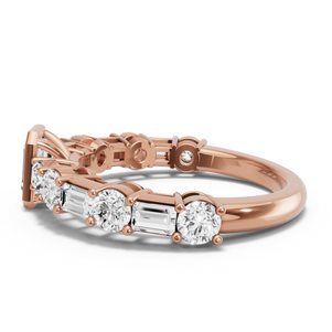 Image for Emerald Classic Bezel Ring with Alternating Baguette band