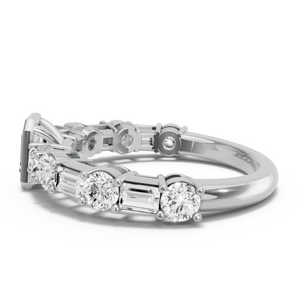 Image for Emerald Classic Bezel Ring with Alternating Baguette band