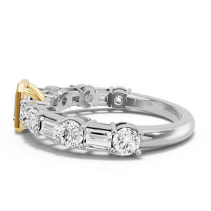 Image for Emerald Classic Bezel Ring with Alternating Baguette band