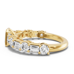 Image for Emerald Classic Bezel Ring with Alternating Baguette band
