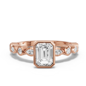 Image for Emerald Classic Bezel Ring with Alternating Marquise band