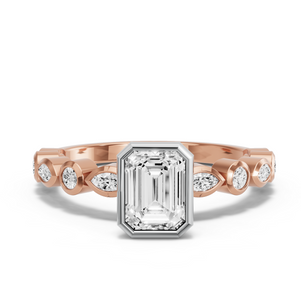 Image for Emerald Classic Bezel Ring with Alternating Marquise band
